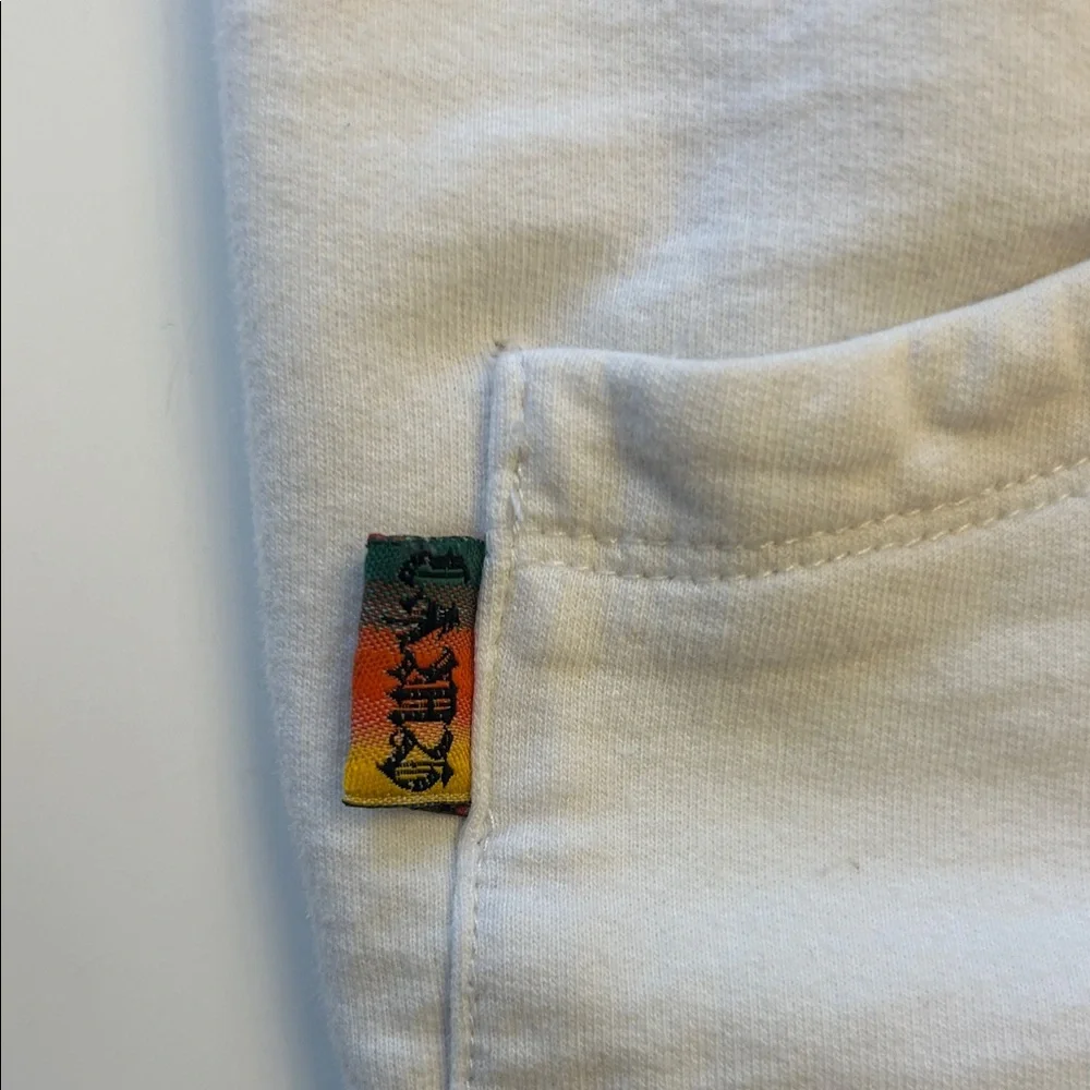 White Zip Hoodie with Black Chain Print & Gold Accent - Picture 4 of 5